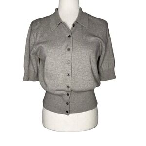 Vintage Jeanne Pierre S Wool Angora Cashmere Button Fron Short Sleeve Cardigan